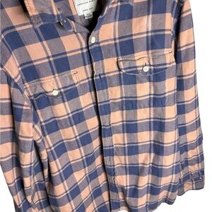 Aerie Blue and Pink Plaid Button Down Shirt